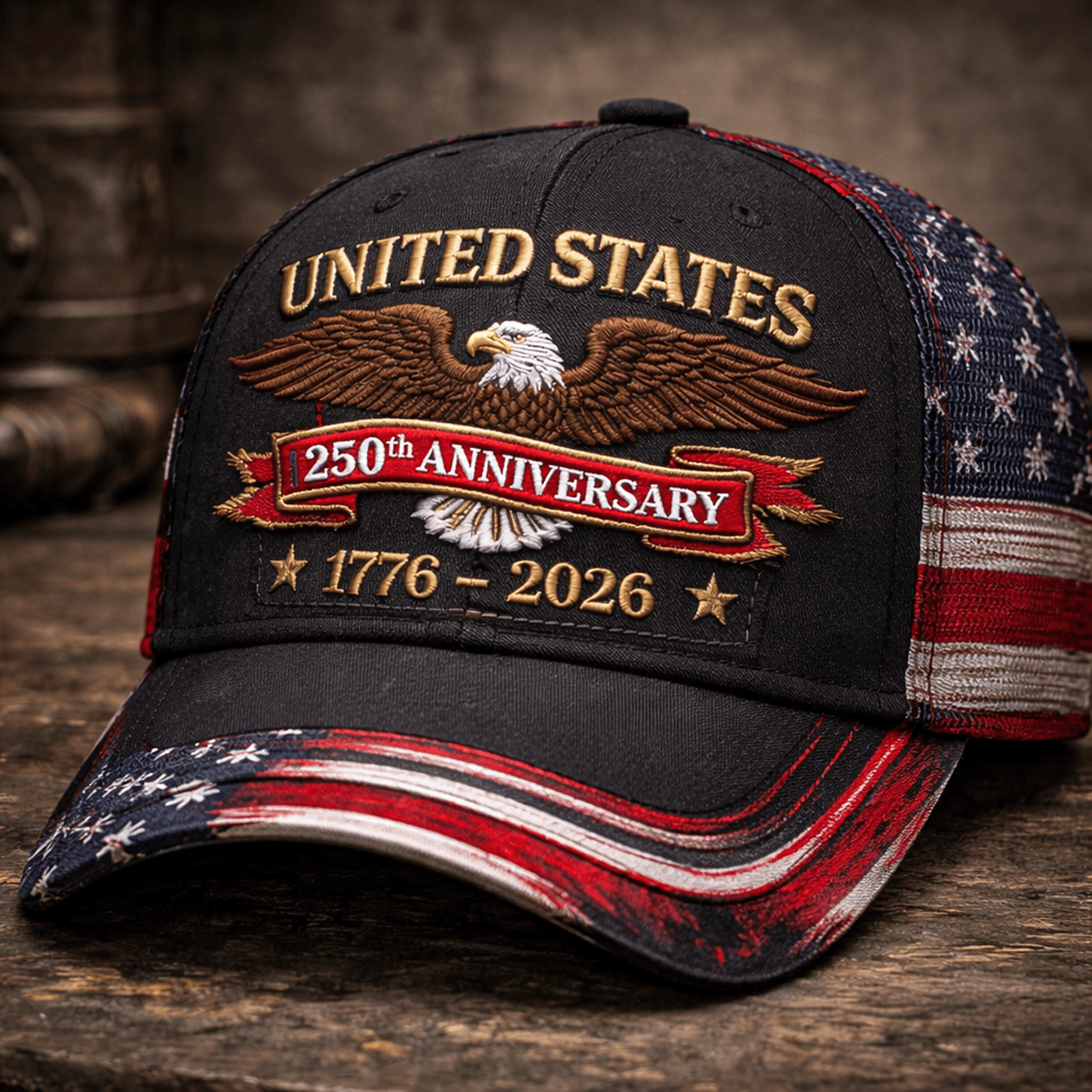 United States 250th Anniversary 1776–2026 Printed Patriotic Cap, American Eagle USA Flag Hat, Vintage Patriotic Dad Gift USA 250 Hat