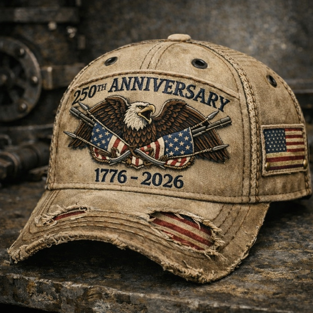 250th Anniversary USA Eagle Printed Cap, Patriotic American Eagle Flag Hat, 1776–2026 Independence Day Gift, Vintage USA Freedom Cap