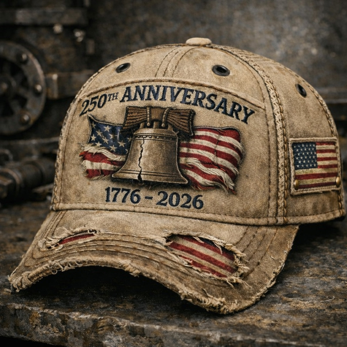 250th Anniversary USA Liberty Bell Printed Cap, Patriotic American Flag Hat, 1776–2026 Independence Day Gift, Vintage Freedom Cap