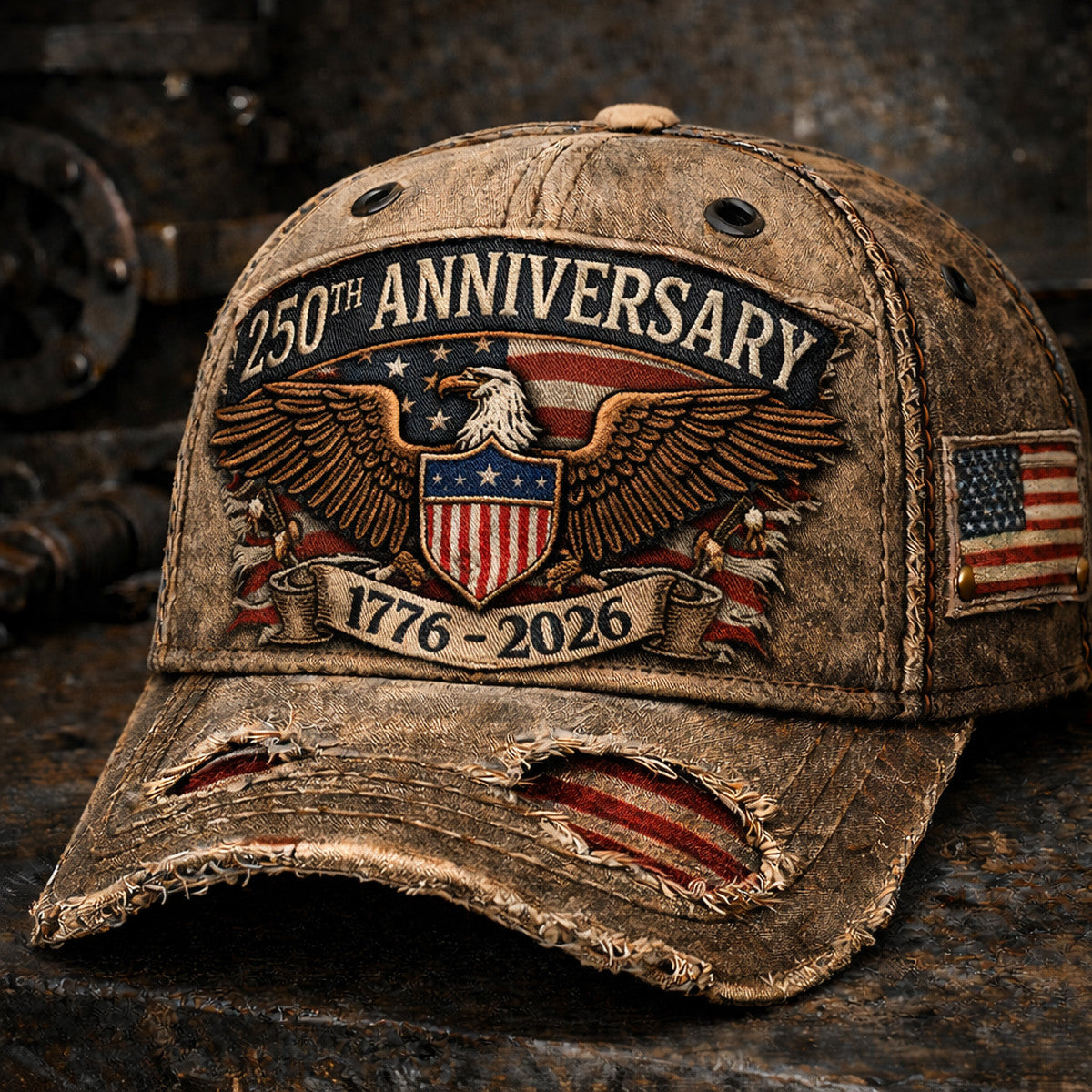 250th Anniversary USA Eagle Shield Printed Cap, Patriotic American Flag Hat, 1776–2026 Independence Day Gift, Vintage Freedom Cap