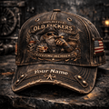 Old Fuckers Club Pirate Printed Hat, Lifetime Member Custom Name Cap, Funny Vintage Gift for Dad, Father’s Day Skull Style Cap