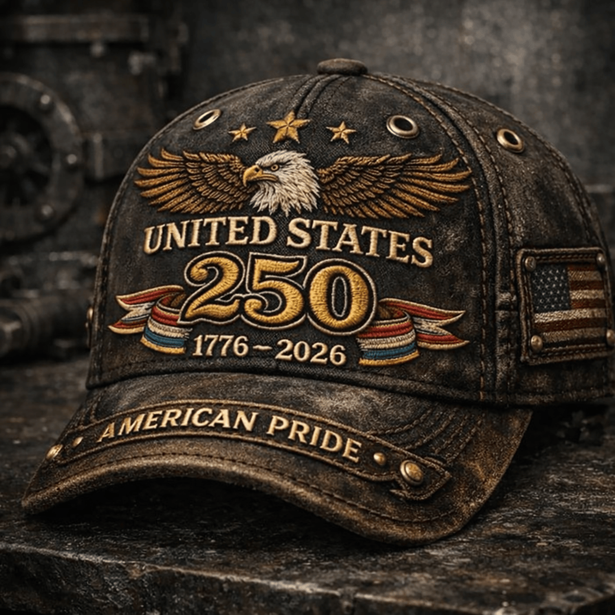 United States 250 Years 1776 2026 Printed Vintage Cap Patriotic American Flag Hat USA Anniversary Independence Day Gift Father’s Day