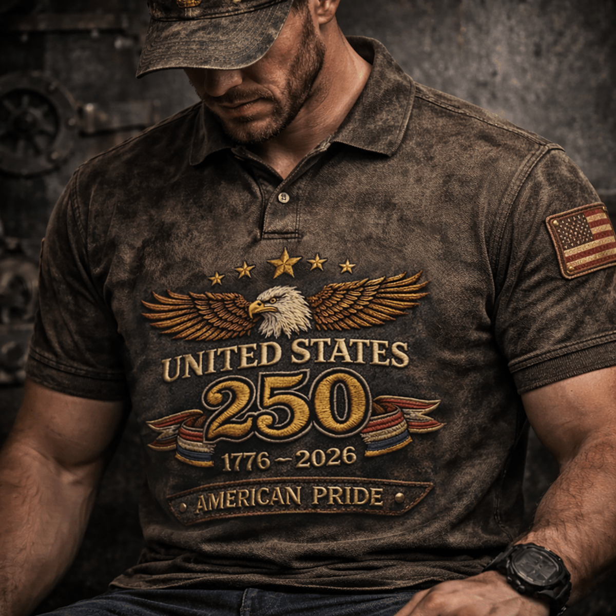 United States 250 Years 1776 2026 Printed Polo Patriotic American Flag Polo USA Anniversary Outfit American Pride Gift Father’s Day