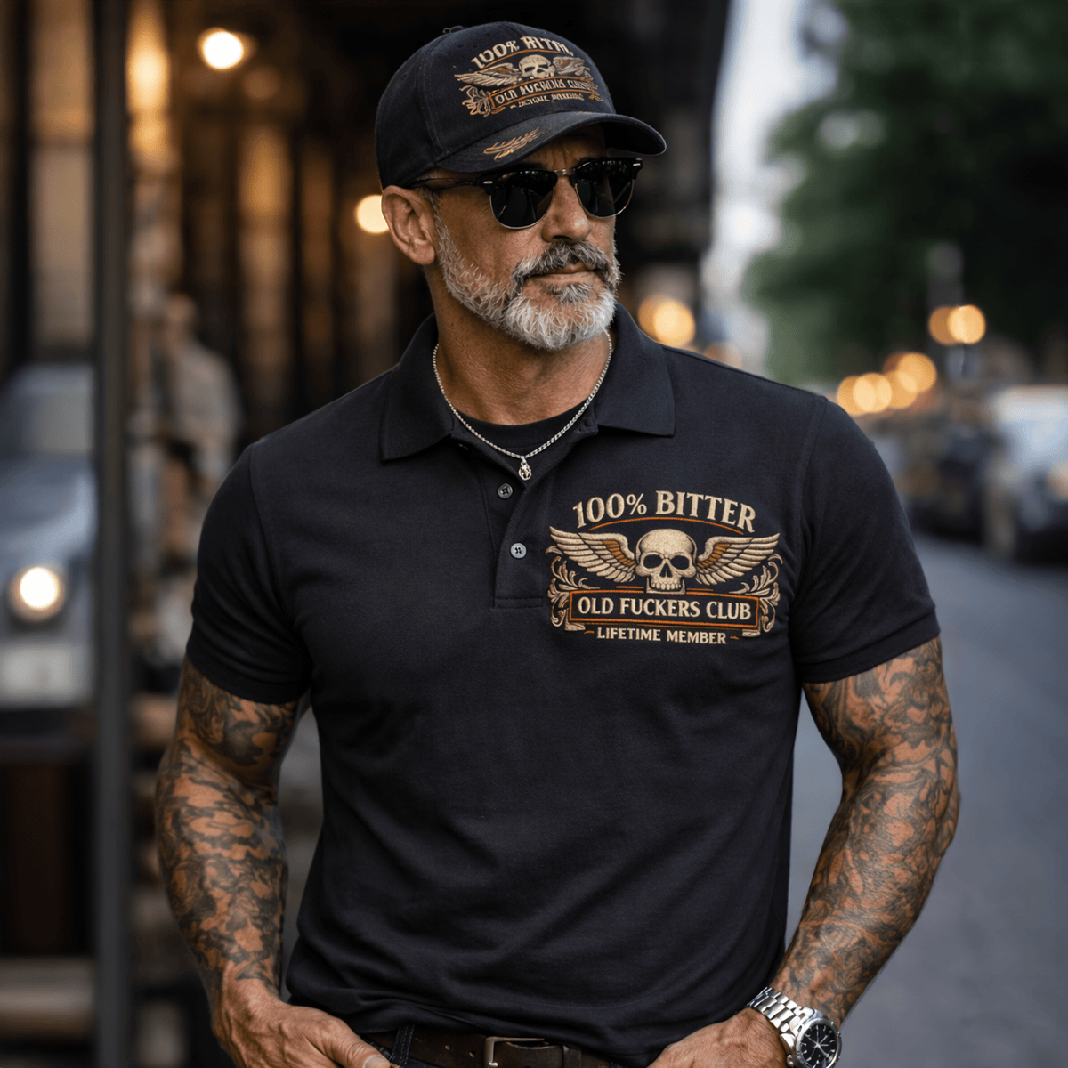 Funny Dad Polo Shirt Printed Skull Wings Design Gift for Father Day Stylish Funny Gift for Dad Casual Outfit for Men