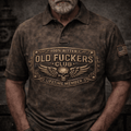 Old Fckers Club Printed Skull Biker Polo Shirt Vintage Style Polo Shirt Funny Fathers Day Gift For Dad Mens Polo Shirt USA Flag Design