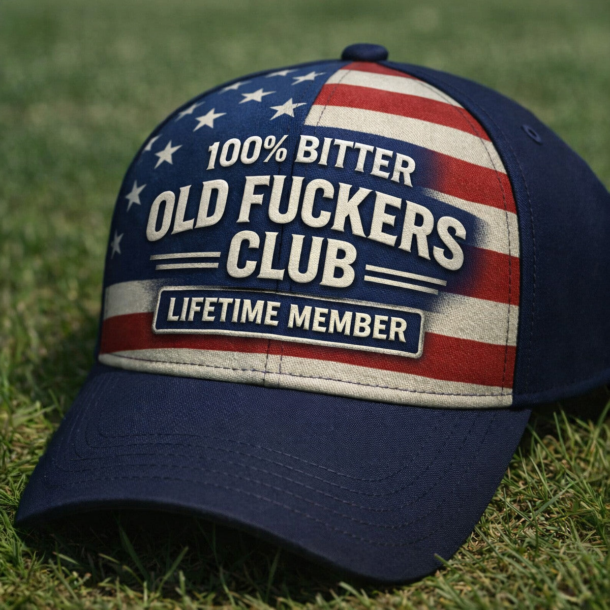Bitter Old Fuckers Club Lifetime Member Vintage Cap Print American Flag Hat Funny Old Man Dad Gift Patriotic Hat