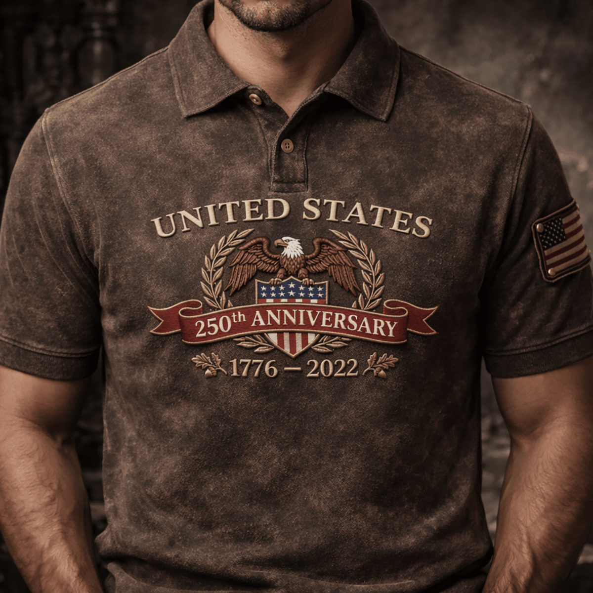 United States 250th Anniversary Eagle Print Polo Shirt Patriotic USA Design Gift For Father Day American Pride Outfit