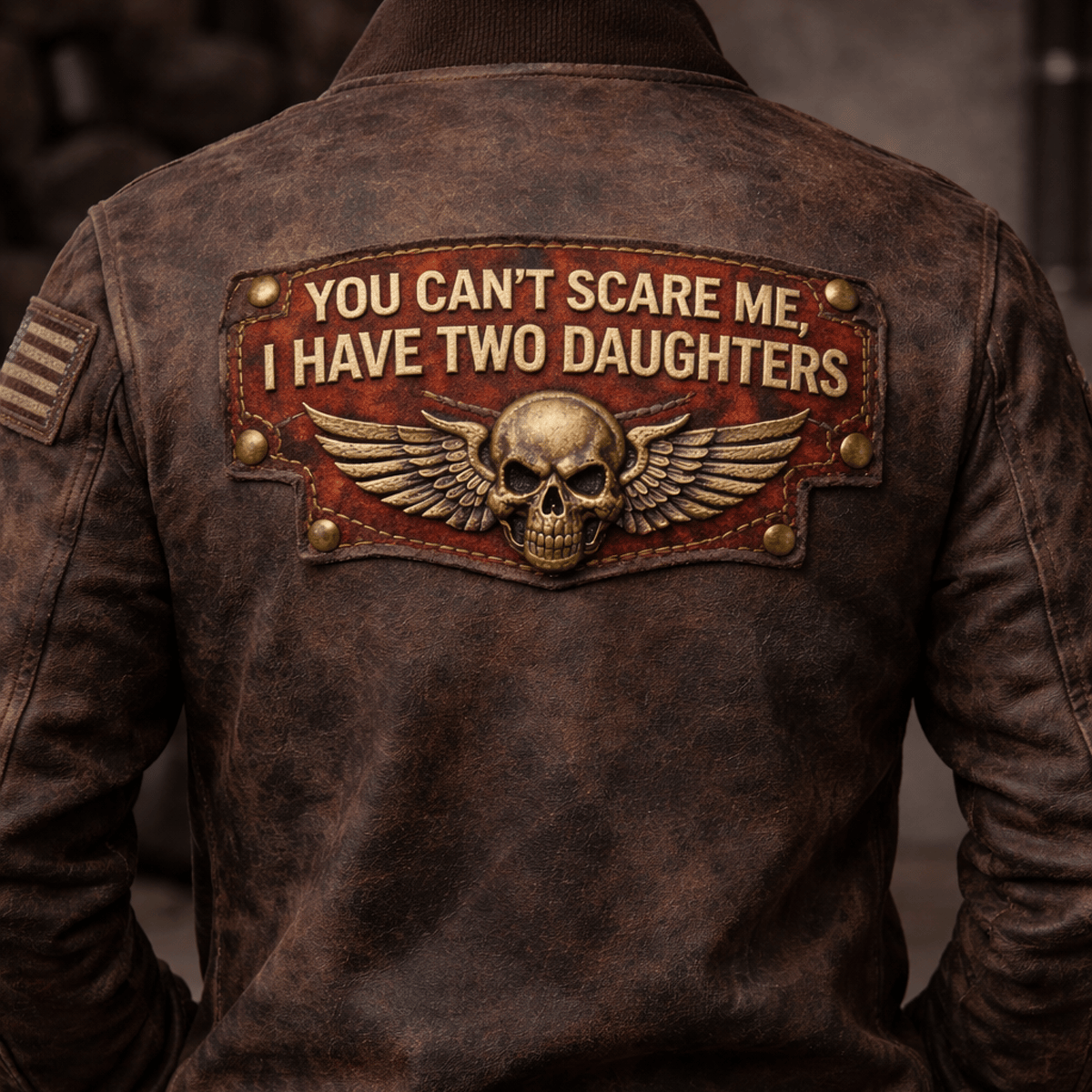 You Can't Scare Me I Have Two Daughters Bomber Jacket Printed Vintage Skull Design Fathers Day Gift For Dad Funny Gift