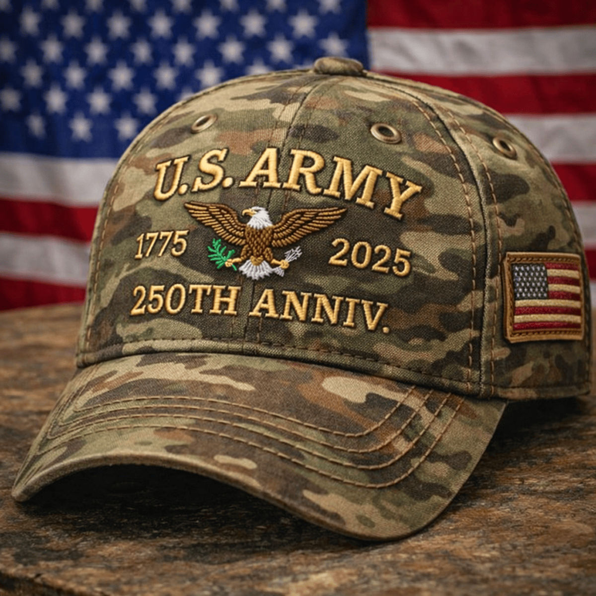American Veteran 250th Anniversary 1775–2025 Patriotic Military Hat Gift For Dad Father Day USA Pride Cap