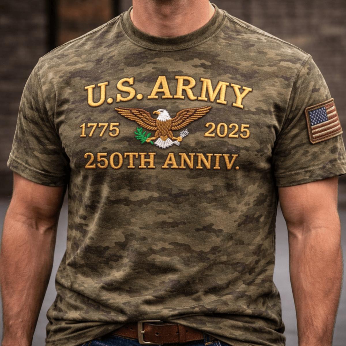 American Veteran 250th Anniversary 1775–2025 Patriotic Military T-Shirt Gift For Dad Father Day USA Pride Vintage Style