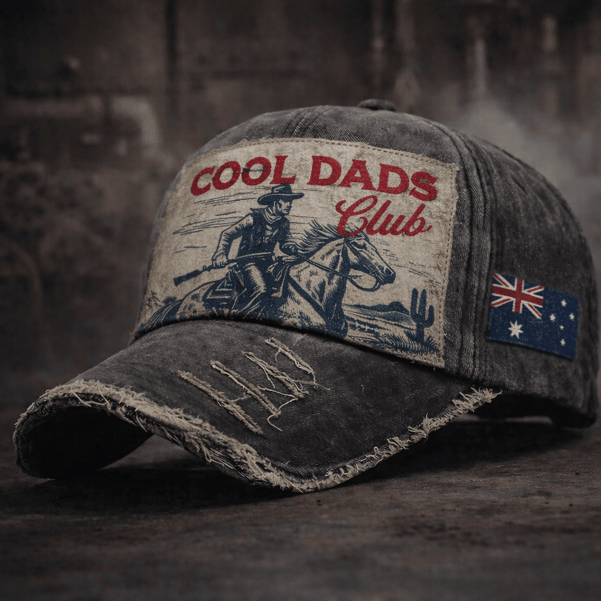 Cool Dads Club Vintage Cowboy Hat Western Style Gift For Dad Father Day Retro Ranch Trucker Cap Australia Flag Patriotic Design