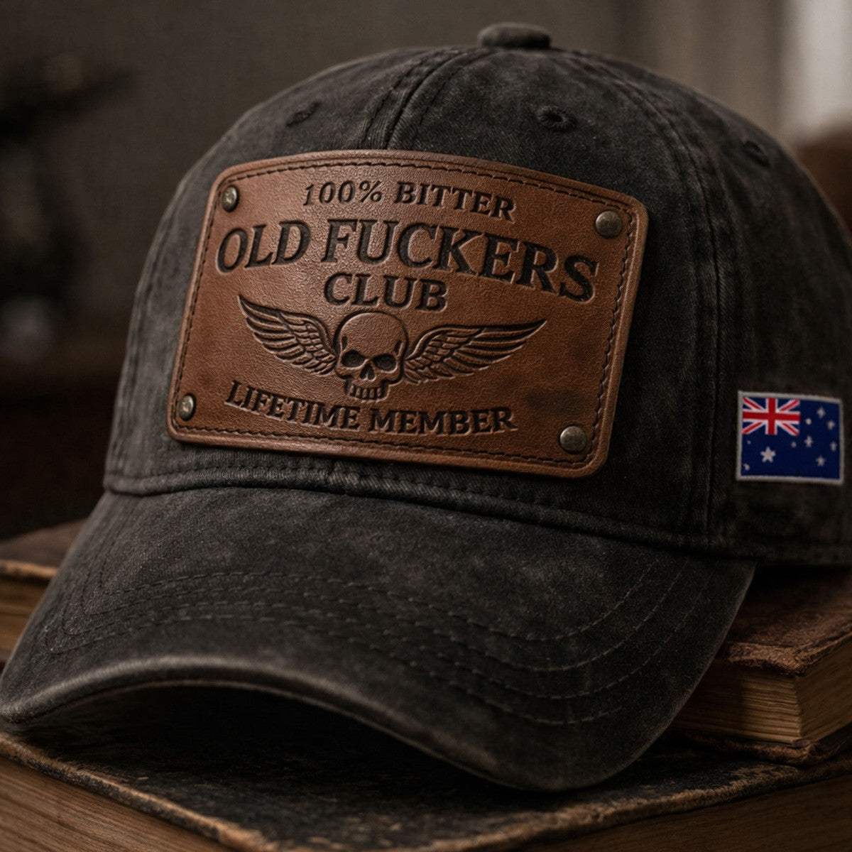 Old Fuckers Club Skull Printed Cap Vintage Style Hat Lifetime Member Funny Gift For Dad Father’s Day Australia Flag Design