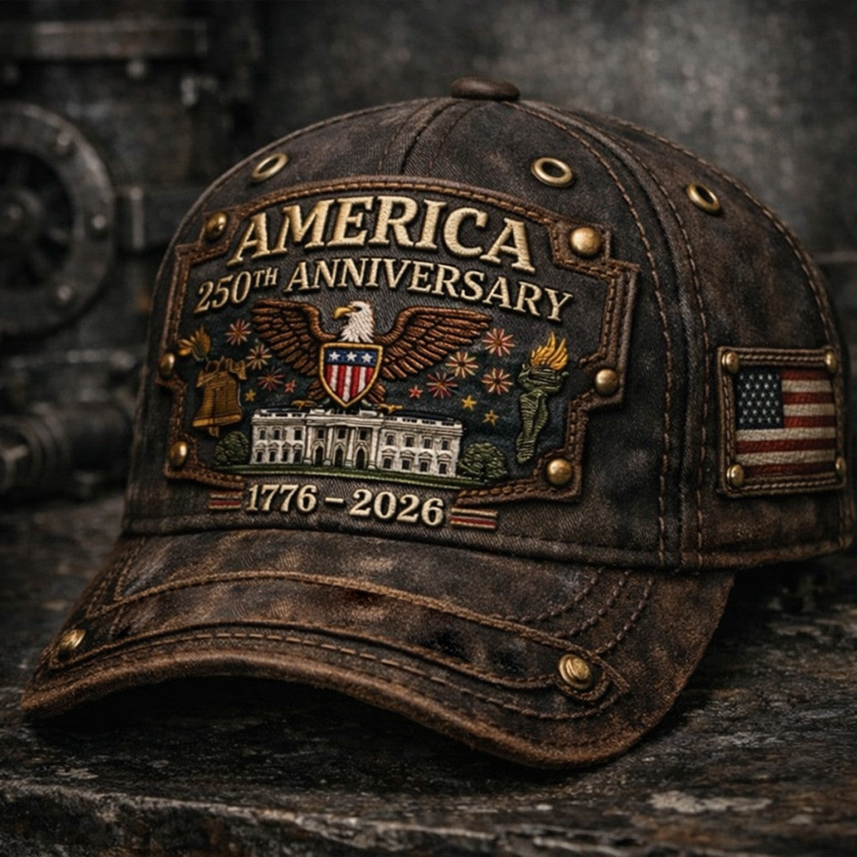 America 250th Anniversary 1776–2026 Eagle White House USA Flag Printed Cap Patriotic Graphic Father Day Gift Hat