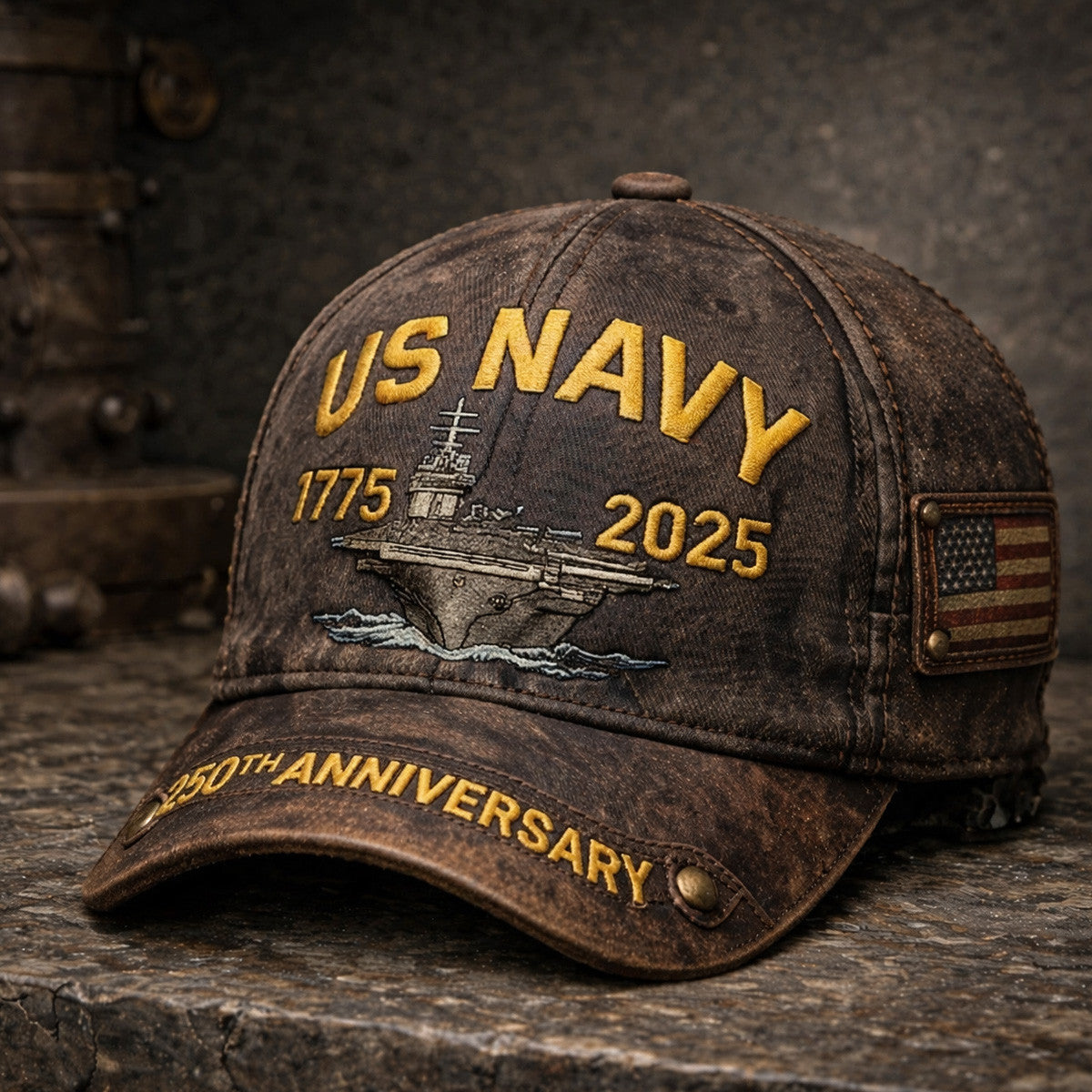 US Navy 1775–2025 Warship Aircraft Carrier USA Flag Printed Cap Military Veteran Navy Ship Graphic Hat Father Day Gift For Dad