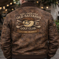 Printed Bomber Jacket With Funny Old Bastards Club Ball Character Smoking Cigar Design Gift For Dad Father’s Day