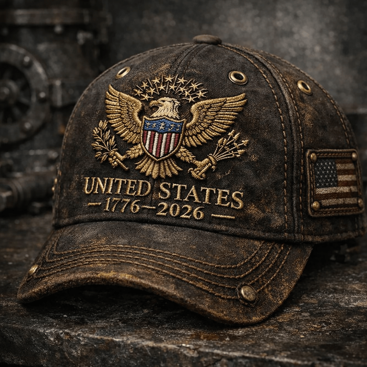 United States 1776-2026 Eagle Vintage Cap Printed Bald Eagle and USA Flag Graphic Father Day Gift for Dad Patriotic Hat