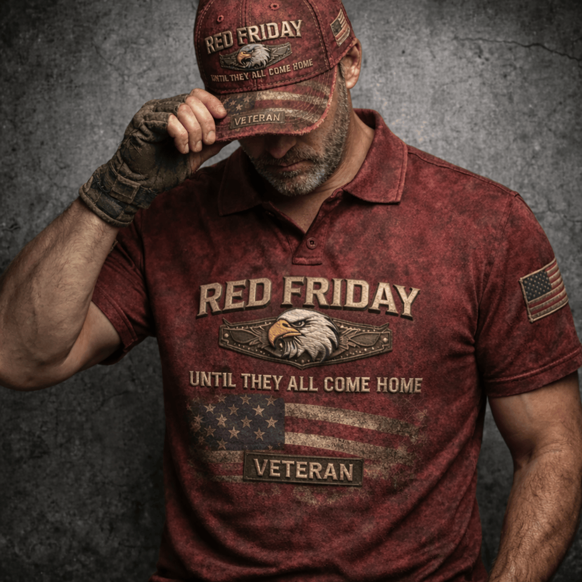 Printed Polo Shirt Red Friday Until They All Come Home Veteran Shirt American Flag Patriotic Polo Support Troops Military For Men