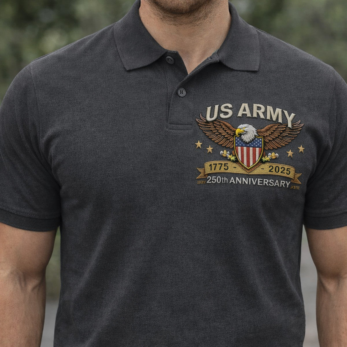 USA 250th Anniversary 1775 2025 Eagle Printed Polo Shirt Patriotic Military Polo for Men American Flag Vintage Style