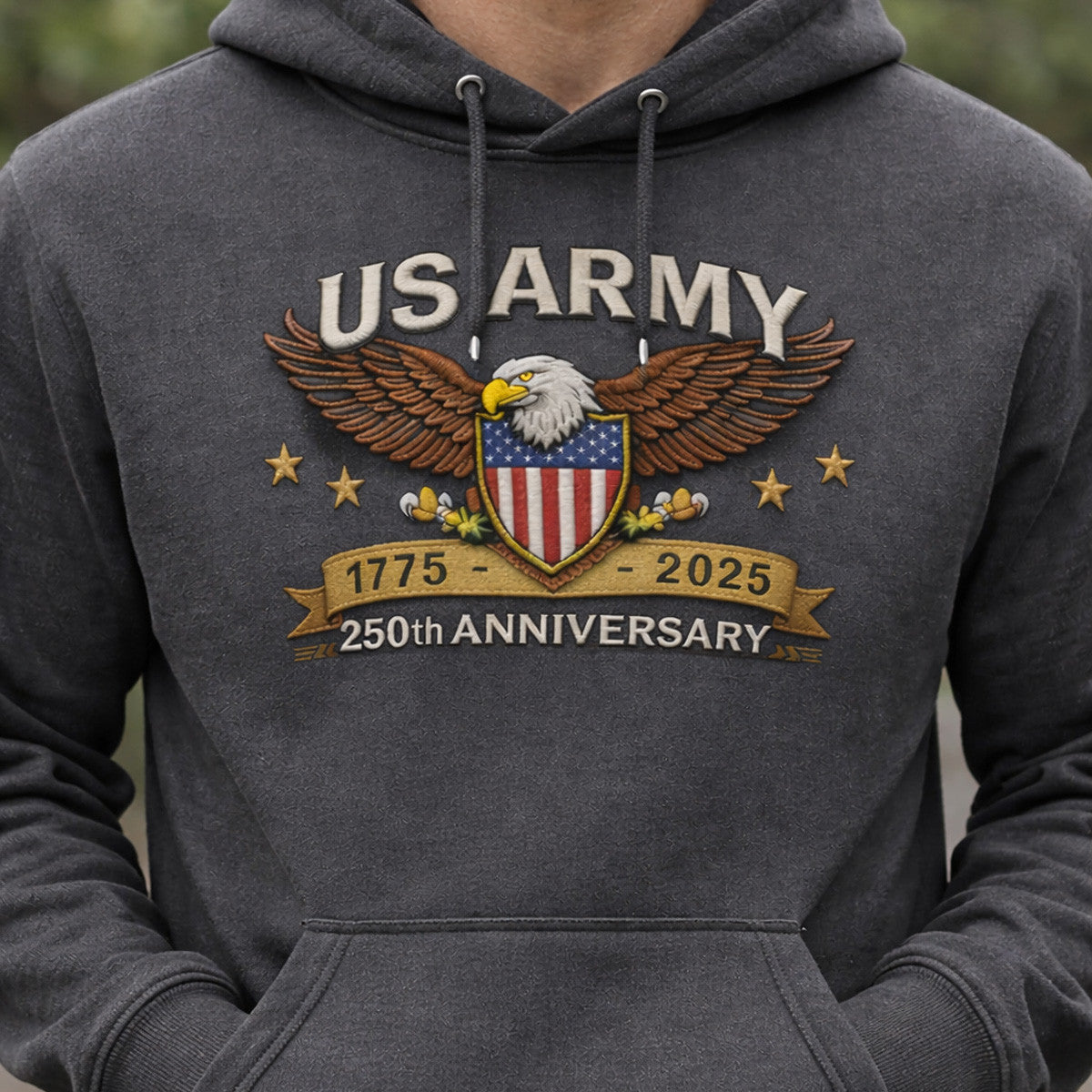 USA 250th Anniversary 1775 2025 Eagle Printed Hoodie Patriotic Military Hoodie for Men American Flag Vintage Style