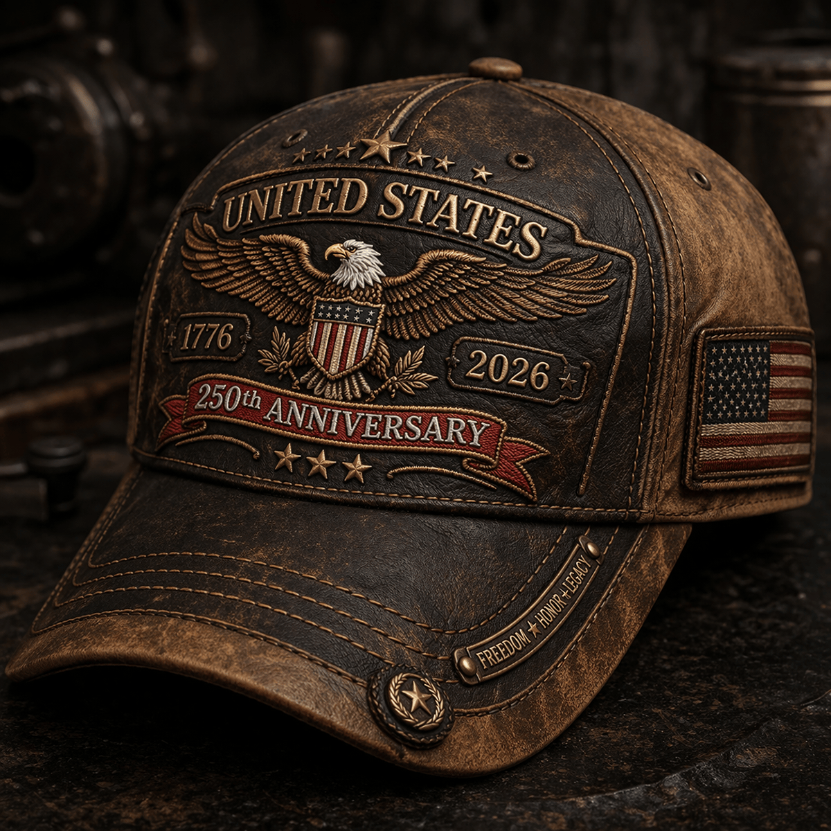 United States Eagle 250th Anniversary 1776 2026 Printed Cap Patriotic Vintage US Flag Design Father Day Gift American Pride Style Hat