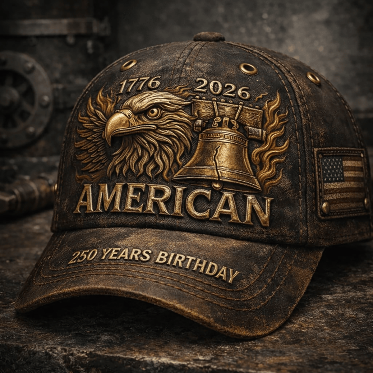 American Eagle Liberty Bell 1776 2026 250 Years Birthday Printed Cap Patriotic Flag Design Father Day Gift For Dad Vintage USA Hat