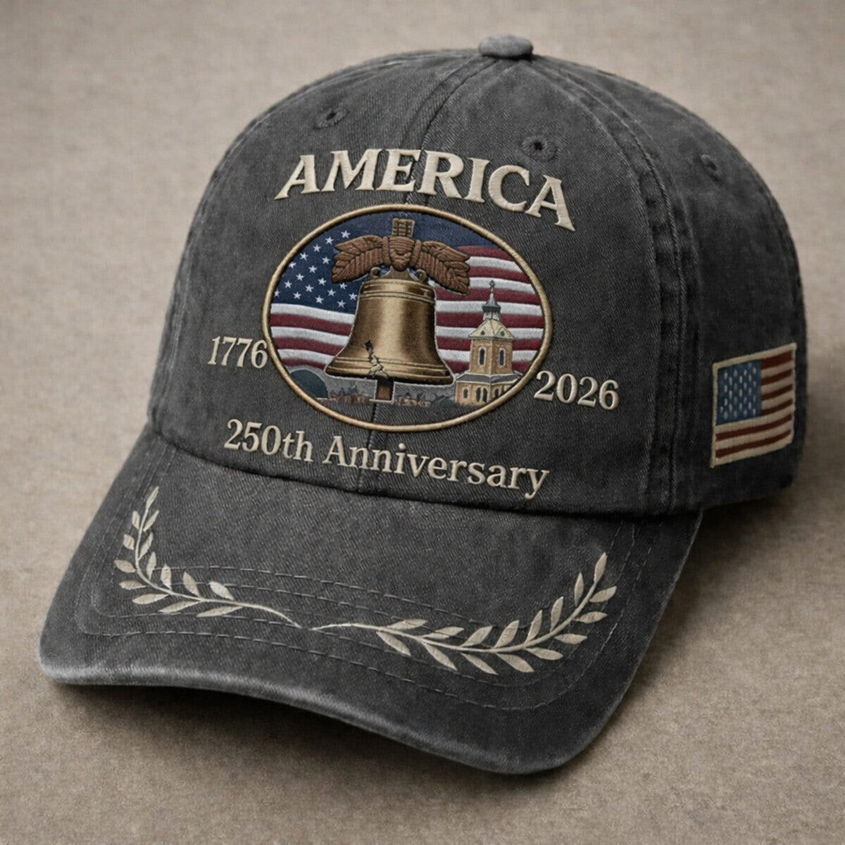 America 250th Anniversary 1776 2026 Liberty Bell USA Flag Printed Cap Patriotic Design Gift For Dad Father Day Vintage Hat