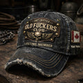 Custom Name Old Fucker Club Lifetime Member Skull Wings Printed Cap Canada Flag Vintage Style Hat Gift For Dad Father Day