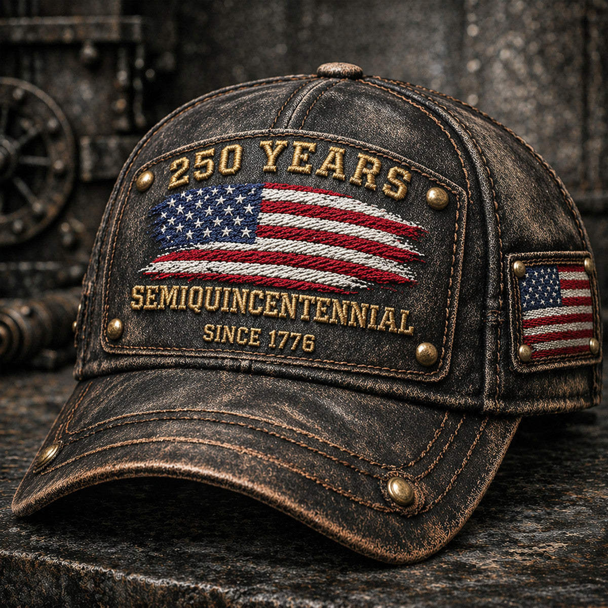 250 Years American Flag Semiquincentennial Since 1776 Printed Hat Vintage USA Flag Design Father’s Day Gift For Dad Patriotic Style Cap