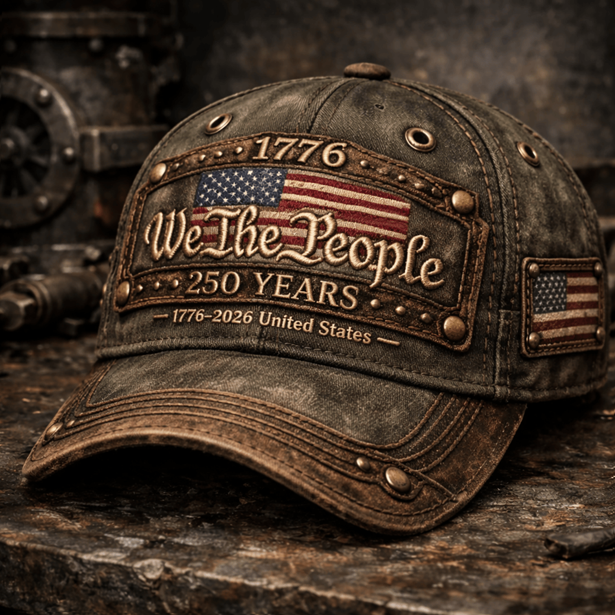We The People 1776 250 Years American Flag Printed Cap Vintage Style Patriotic Design Gift Idea For Father Day USA Independence Hat