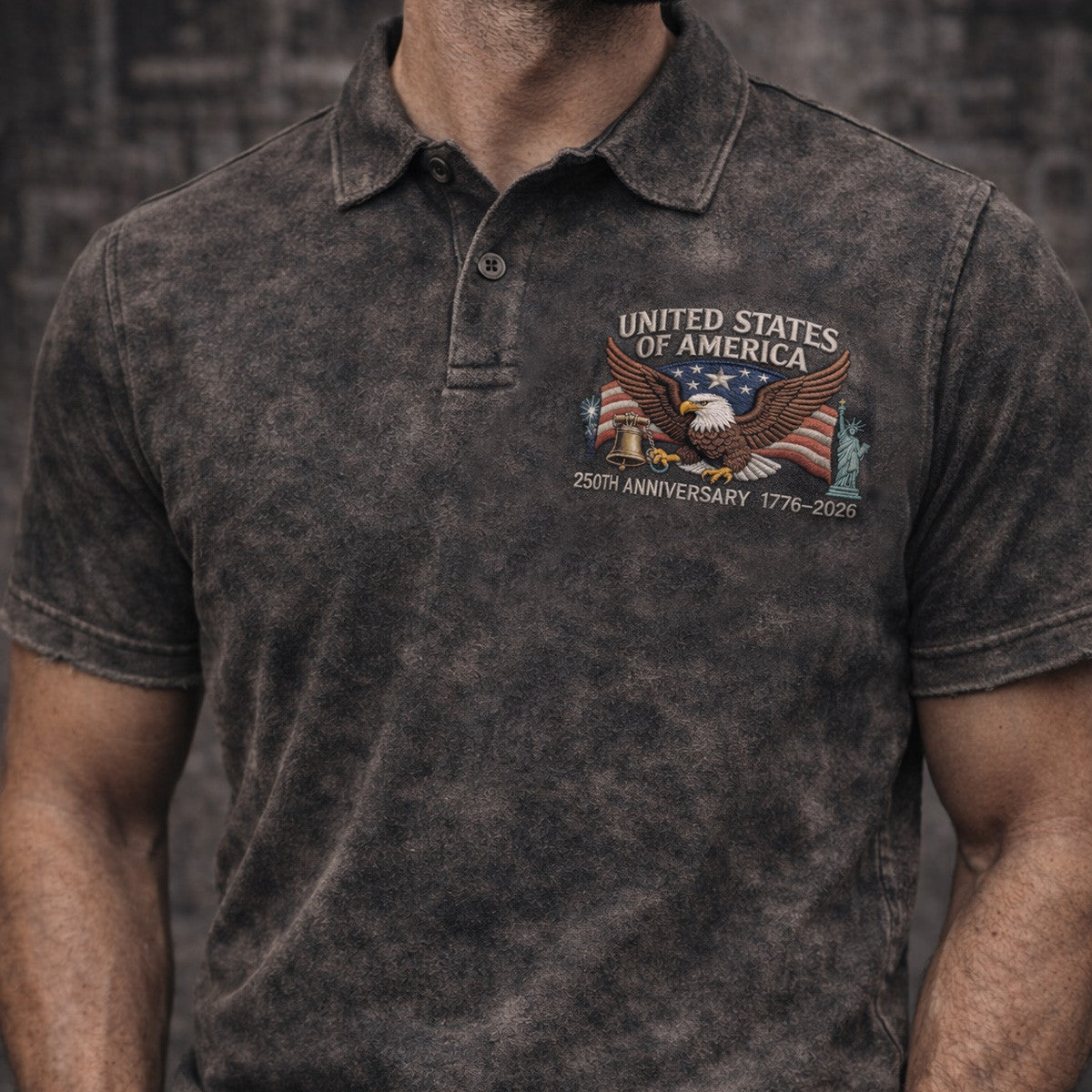 United States Of America Eagle Flag Printed Polo Shirt 250th Anniversary 1776 2026 Classic Style Gift For Father Day