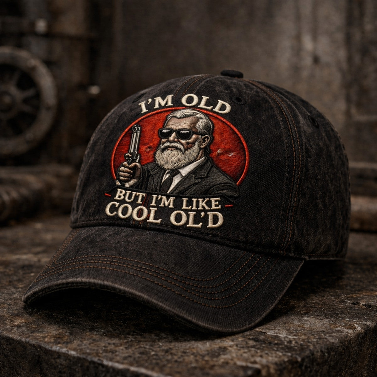 Im Old But Im Like Cool Old Beard Sunglasses Gun Printed Cap Vintage Style Funny Gift For Fathers Day Humor Style