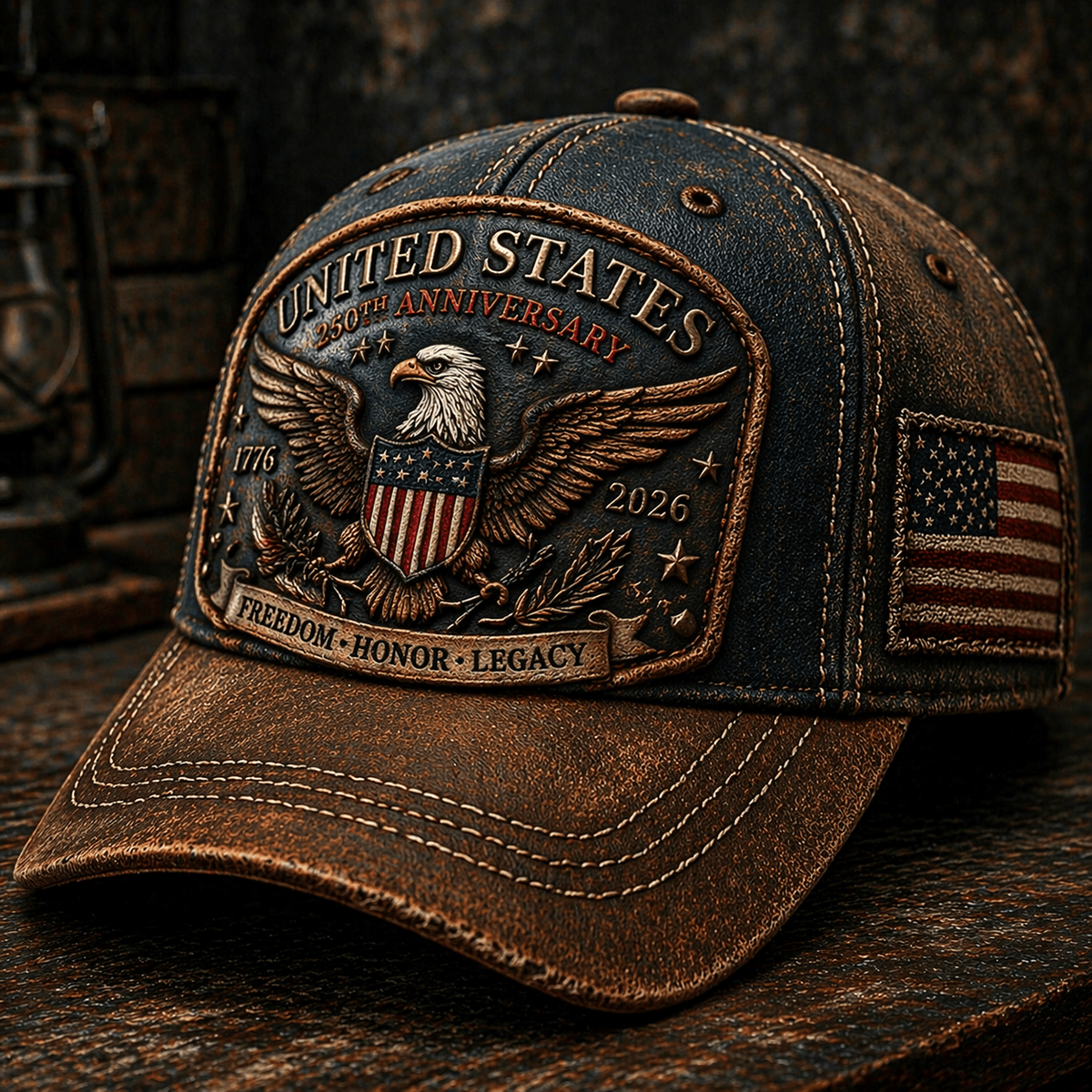 United States 250th Anniversary 1776–2026 Eagle Flag Printed Cap Father Day Gift for Dad USA Freedom Honor Legacy Hat