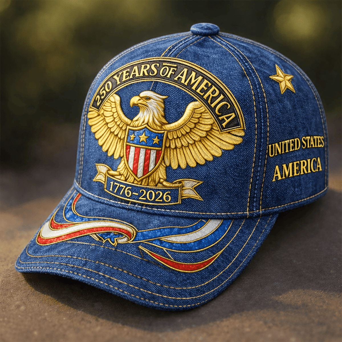 250 Years Of America Eagle Printed Cap 1776–2026 USA Flag Shield Star Patriotic Hat Father Day Gift American Eagle Cap