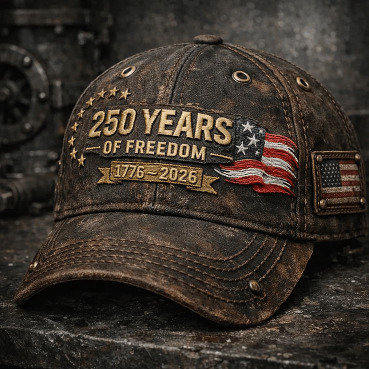 250 Years Of Freedom 1776 2026 US Flag Printed Cap Father Day Gift Patriotic Dad Hat Freedom Anniversary Design For Men