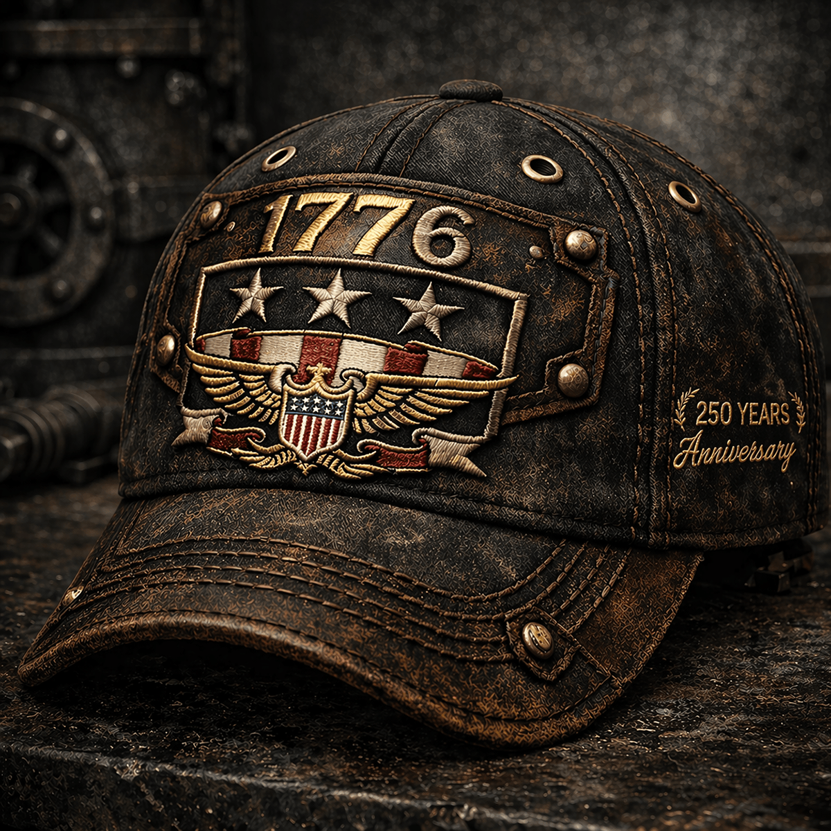 1776 Eagle USA Flag Printed Cap 250 Years Anniversary Design Vintage Style Father Day Gift Patriotic American Heritage Hat