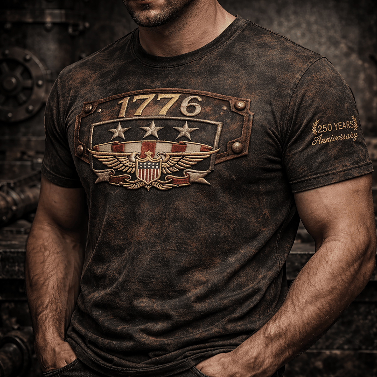 1776 Eagle USA Flag Printed T Shirt 250 Years Anniversary Design Vintage Style Father Day Gift Patriotic American Heritage Tee