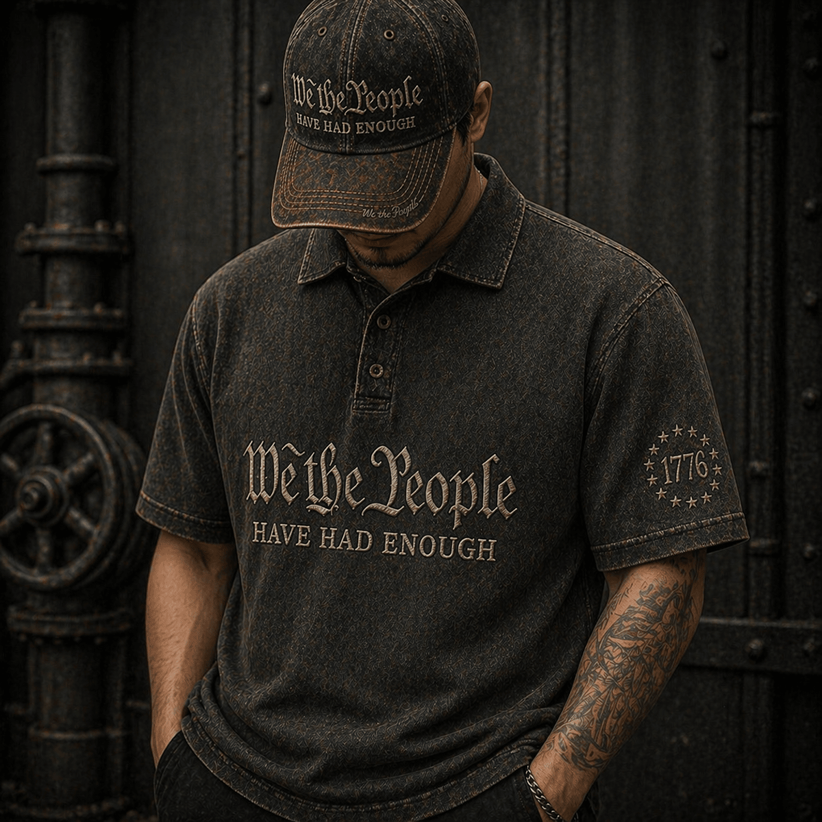We The People Have Had Enough 1776 Printed Polo Shirt Patriotic USA Freedom Quote Vintage Style Father’s Day Gift