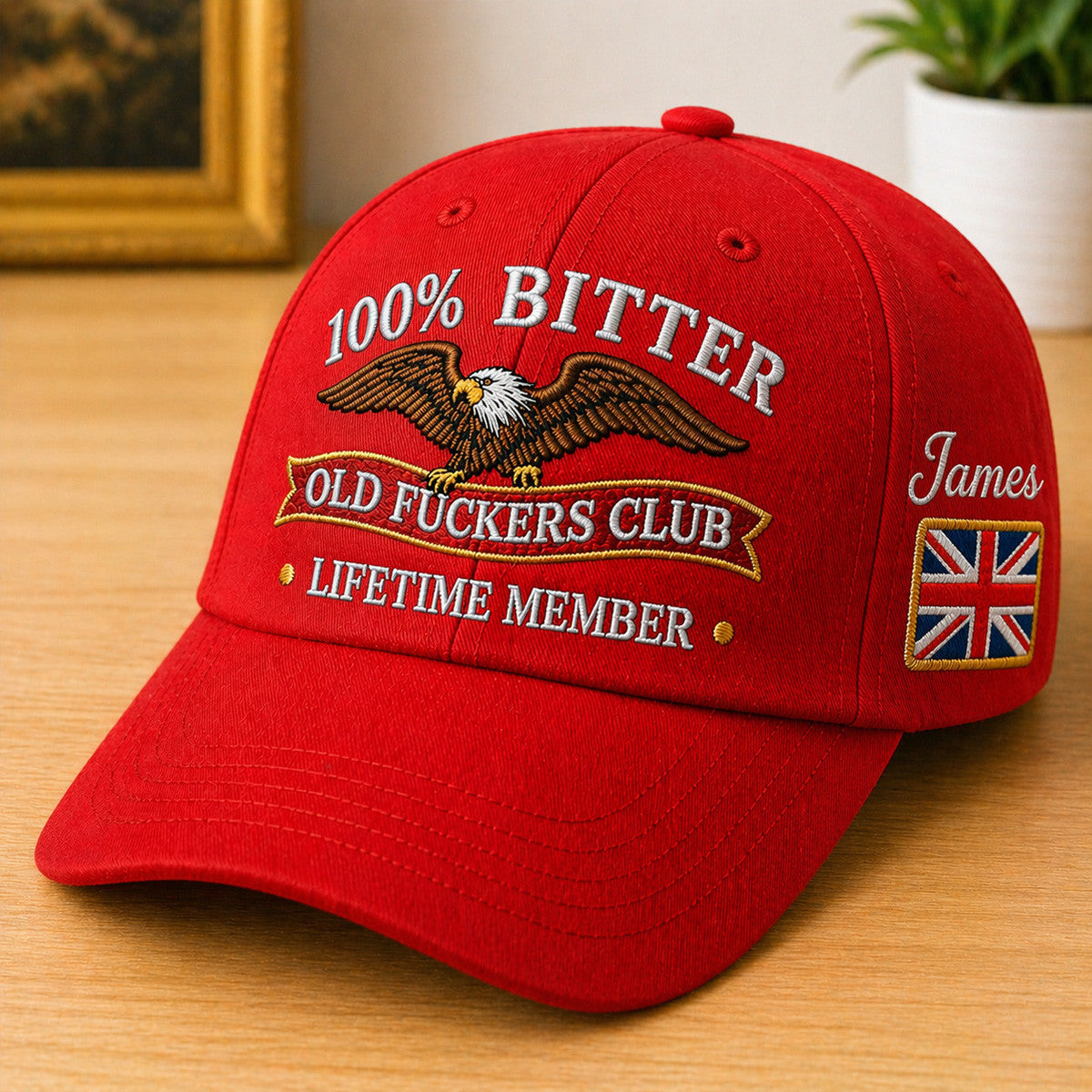 Custom Name Old Fuckers Club Eagle Printed Cap Lifetime Member Funny Quote Hat UK Flag Father Day Gift for Dad Graphic Hat