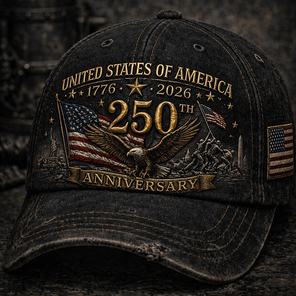 United States of America 1776 2026 Eagle USA Flag 250th Anniversary Printed Cap Father Day Gift Patriotic American Hat