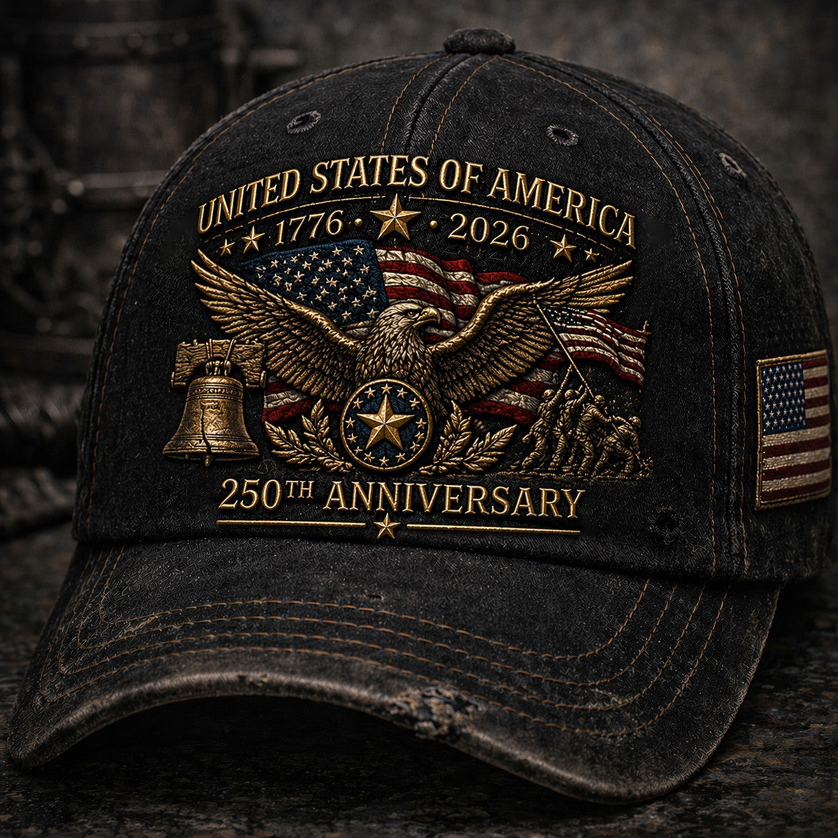 United States of America 1776 2026 Eagle Liberty Bell USA Flag Printed Cap Father Day Gift 250th Anniversary Patriotic Hat