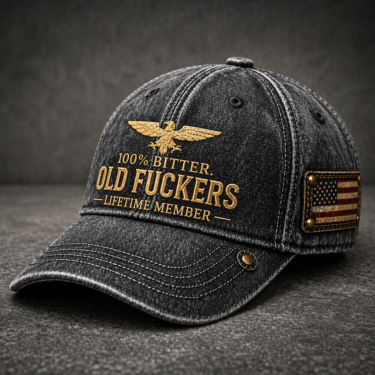 Old Fuckers Lifetime Member Eagle USA Flag Printed Cap Funny Saying Father Day Gift for Dad American Hat