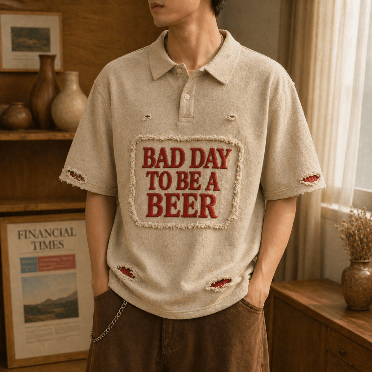 Bad Day to Be a Beer Printed Polo Shirt Funny Beer Shirt Father’s Day Gift for Men Drinking Shirt Beer Lover Gift for Dad