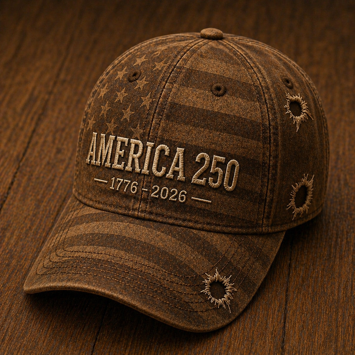 America 250 Printed Hat Brown Patriotic American Flag Hat Independence Day Gift for Men USA Baseball Cap 1776 2026