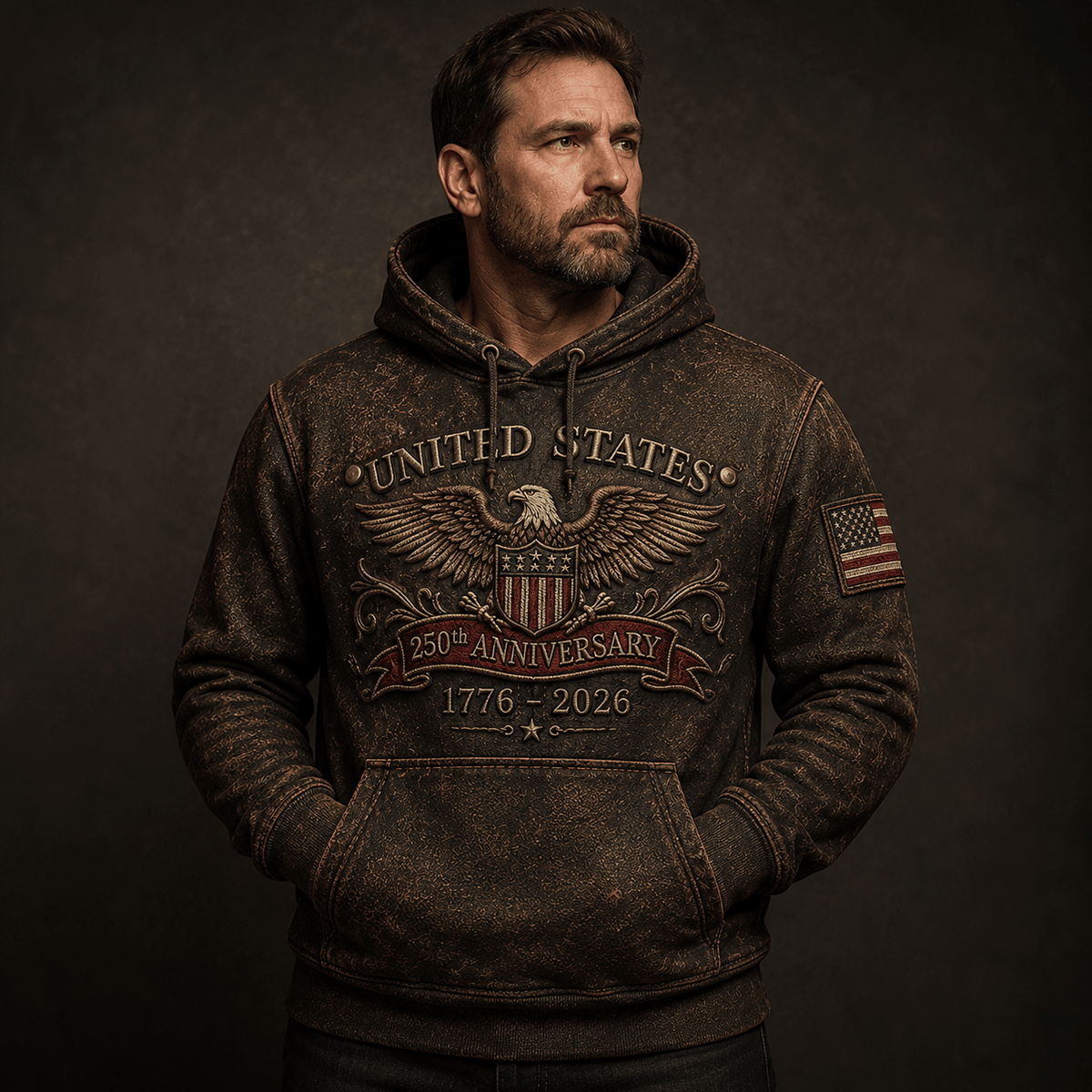 United States Eagle Printed Hoodie, 250th Anniversary 1776-2026 Design, Father’s Day Gift for Dad, Freedom Honor Legacy