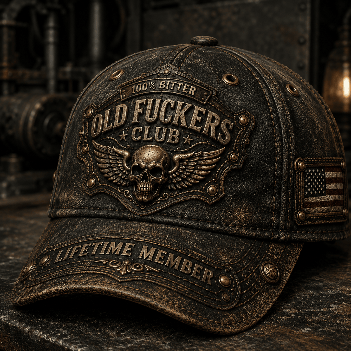 Bitter Old Club Printed Cap, Winged Skull Lifetime Member Hat, Father’s Day Gift for Dad Grandpa, Funny Men’s Baseball Cap