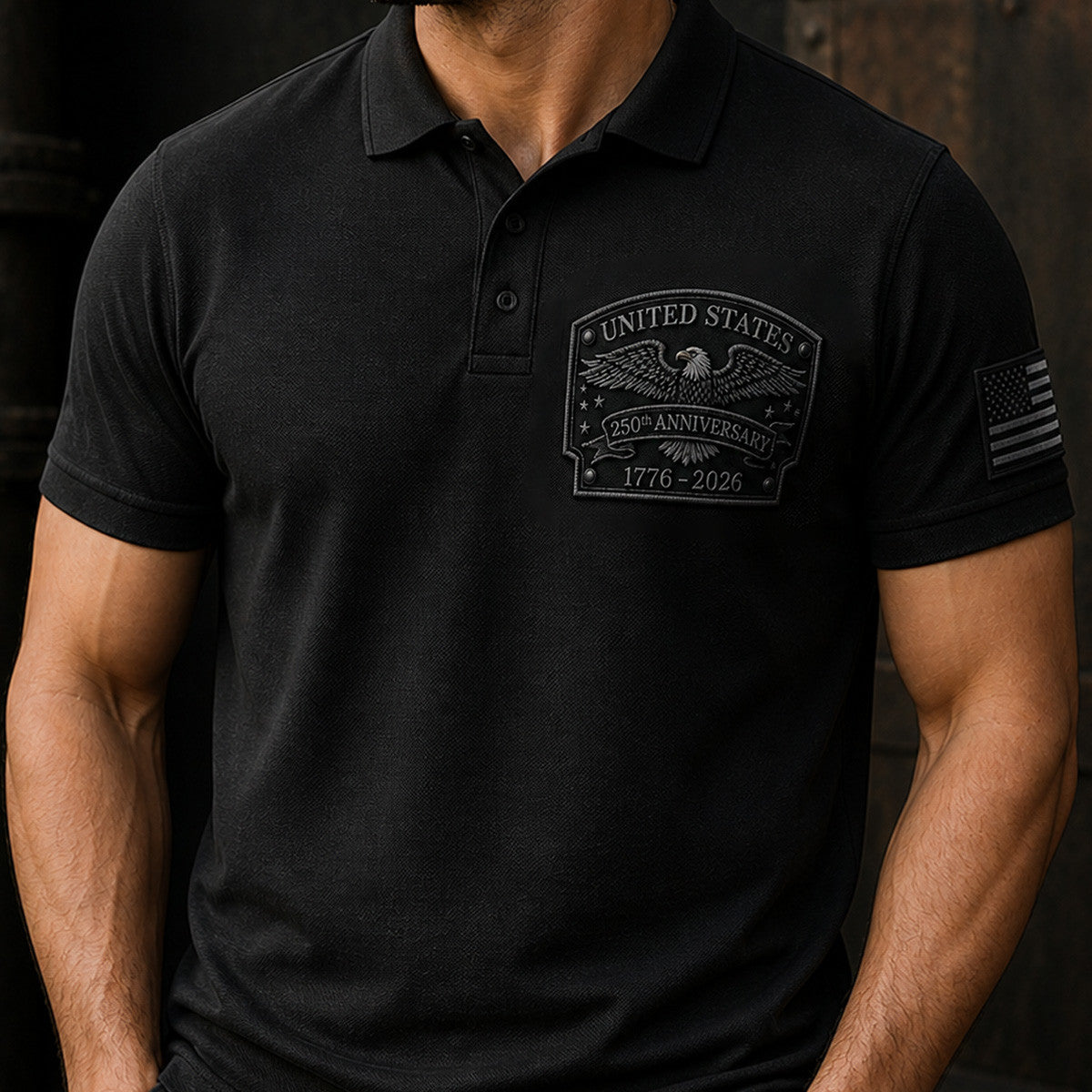 United States 250th Anniversary Printed Polo Shirt For Men, Eagle Graphic Polo, Patriotic Dad Gift, Father’s Day Gift For Dad