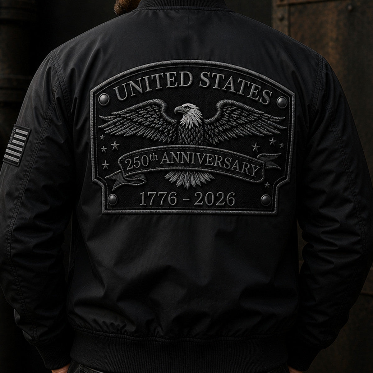 United States 250th Anniversary Printed Bomber Jacket For Men, Eagle Graphic Jacket, Patriotic Dad Gift, Father’s Day Gift For Dad