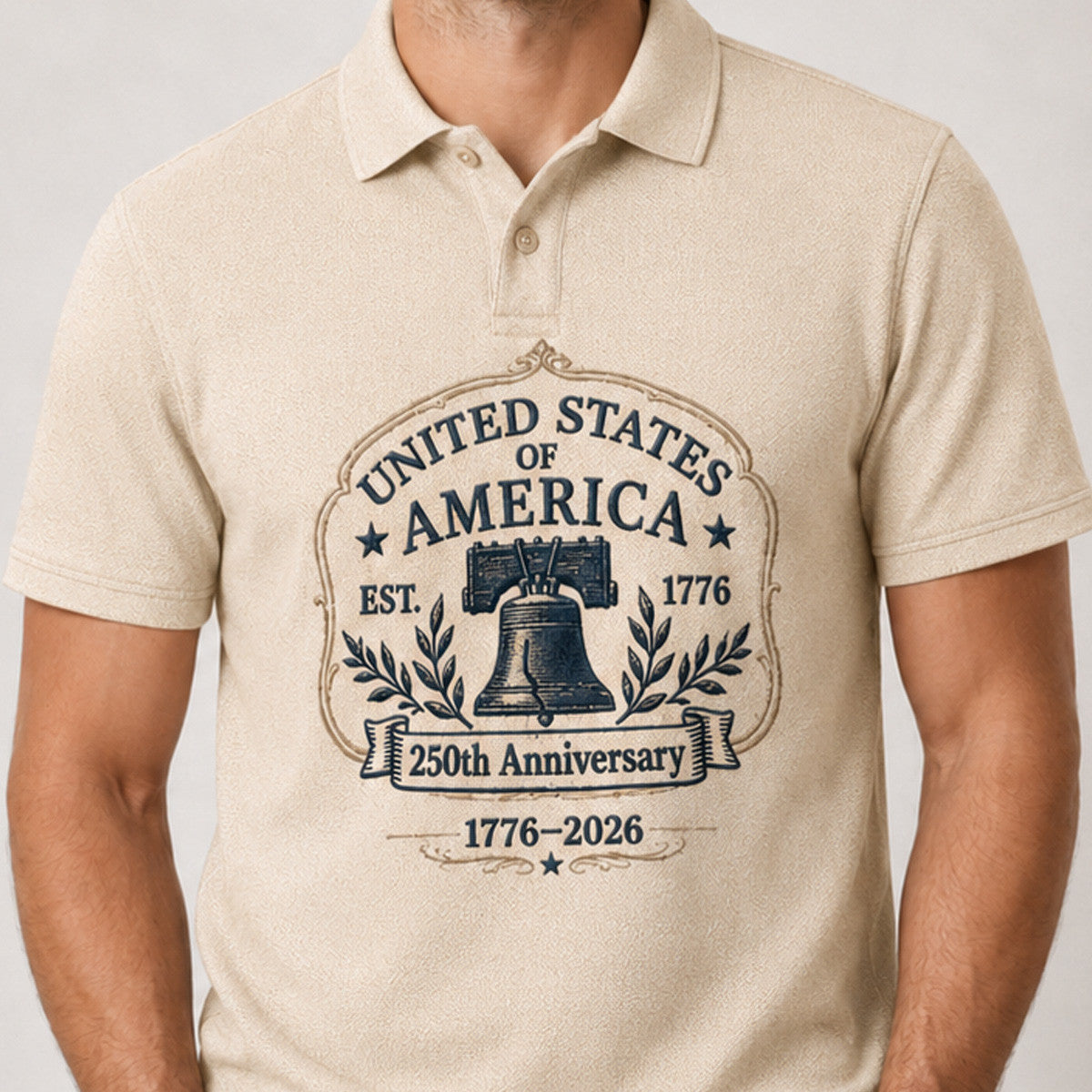 USA 250th Anniversary Liberty Bell Printed Polo Shirt, America 1776 2026 Polo, Patriotic Father’s Day Gift for Dad, Veteran Gift