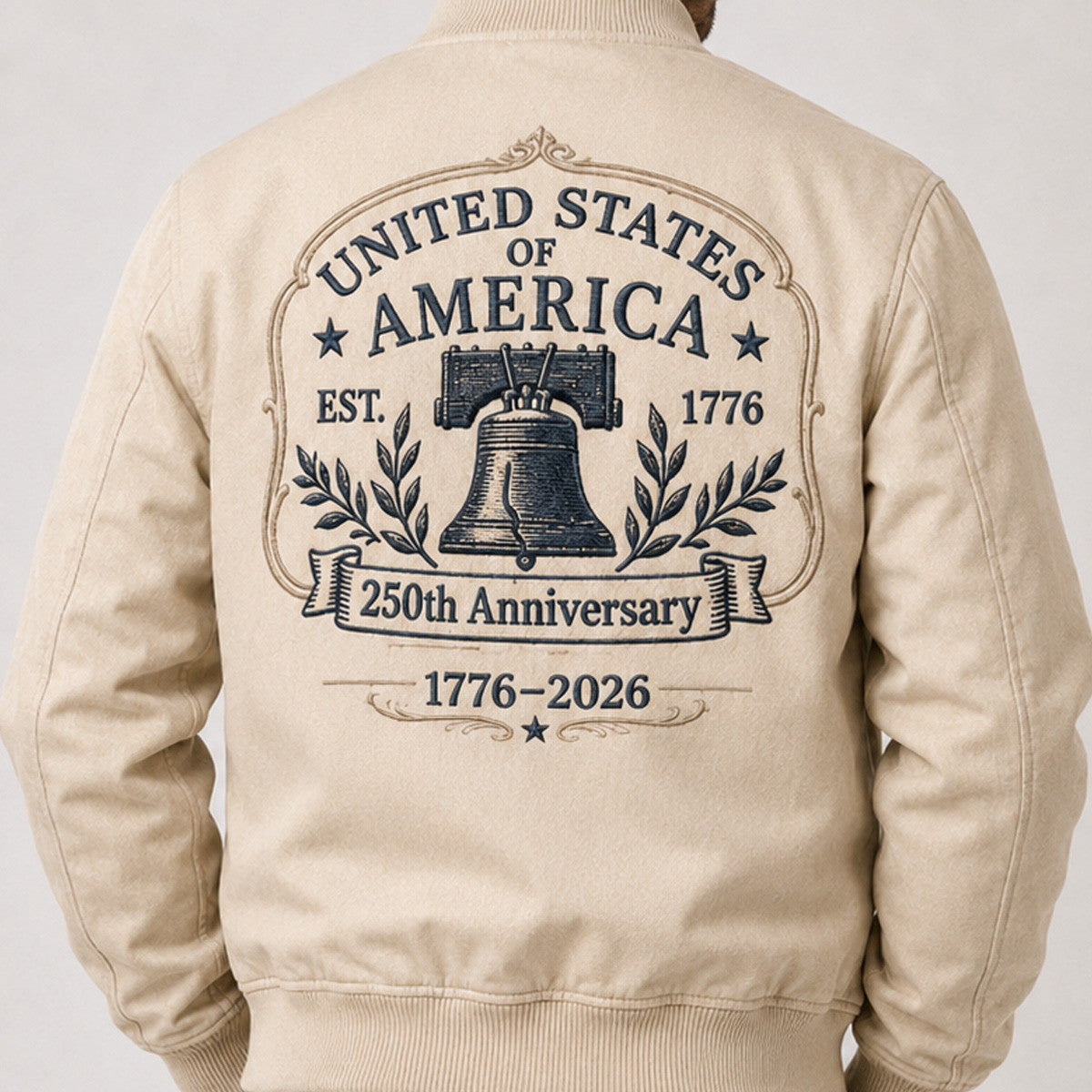 USA 250th Anniversary Liberty Bell Printed Bomber Jacket, America 1776 2026 Patriotic Jacket, Father’s Day Gift for Dad, Veteran Gift