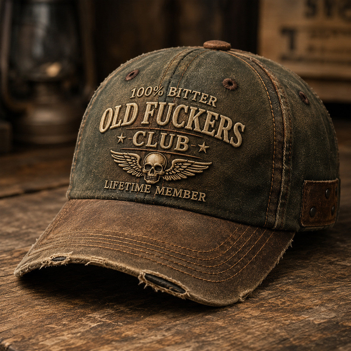 Old Fuckers Club Skull Printed Cap, Vintage Biker Hat, Funny Father’s Day Gift for Dad, Grandpa, Men, Lifetime Member